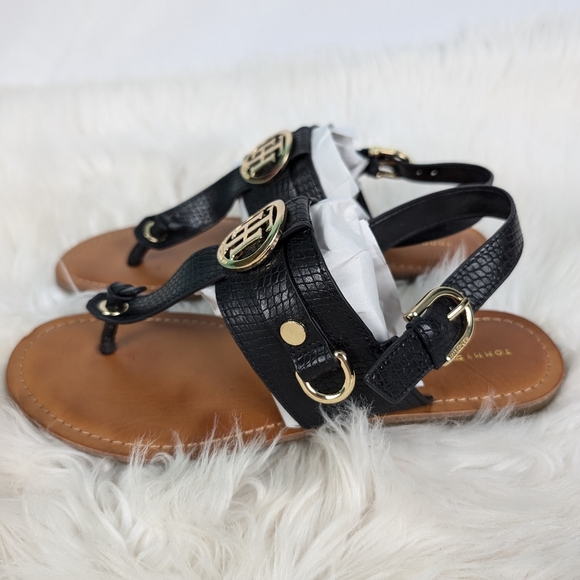 Tommy Hilfiger leather sandals, women's size 8, black - Picture 3 of 5